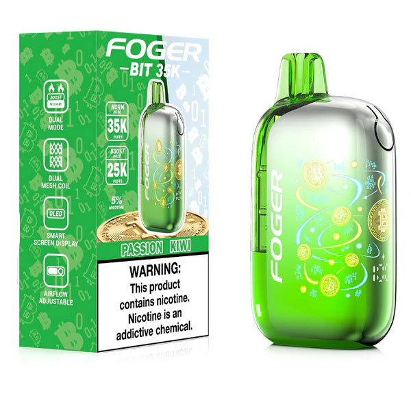 Passion Kiwi Foger Bit 35K disposable vape packaging