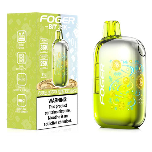 Sour Apple Watermelon Foger Bit 35K disposable vape packaging 
