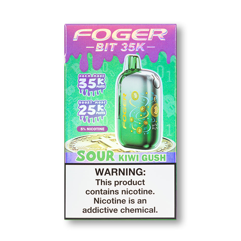 Sour Kiwi Gush Foger Bit 35K disposable vape packaging