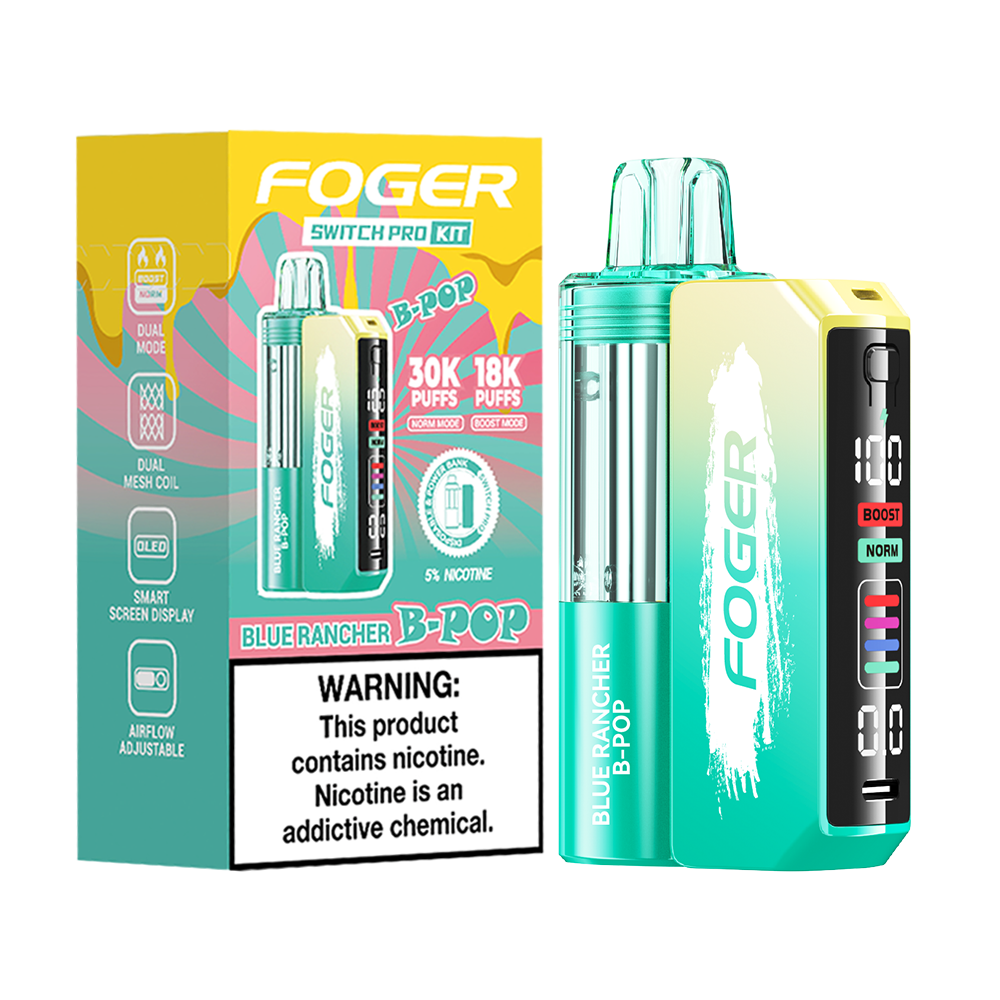 Blue Rancher B-Pop Foger Switch Pro 30K Kit disposable vape packaing