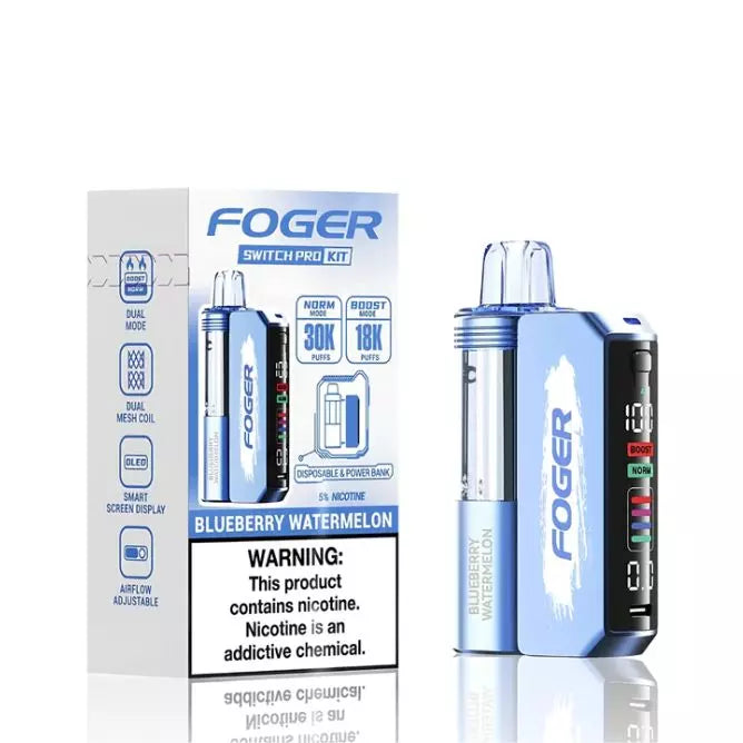 Blueberry Watermelon Foger Switch Pro 30K Kit disposable vape packaging 