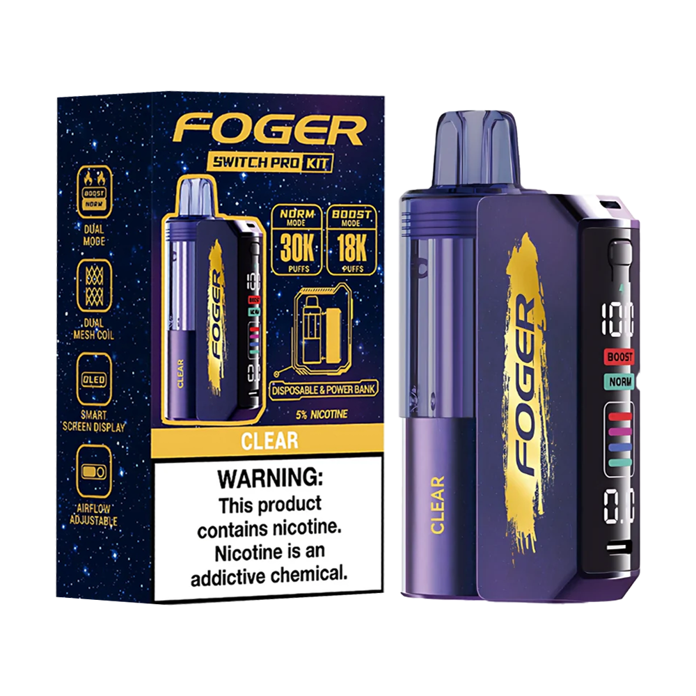 Clear Foger Switch Pro 30K Kit disposable vape packaging