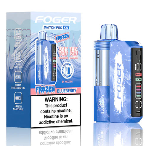 Frozen Blueberry Foger Switch Pro 30K Kit disposable vape packaging