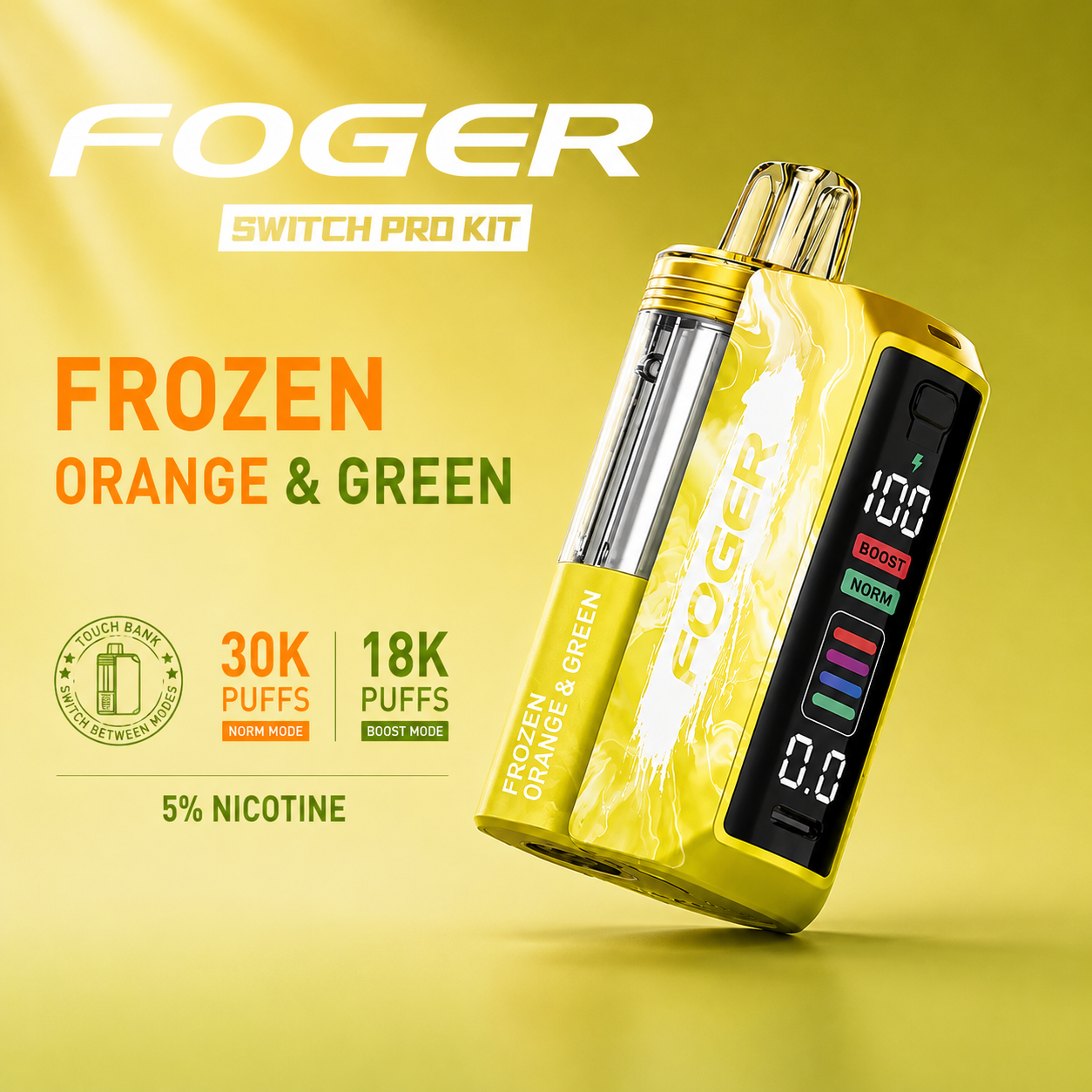 Frozen Orange Green - Foger Switch Pro 30K Kit Disposable Vape