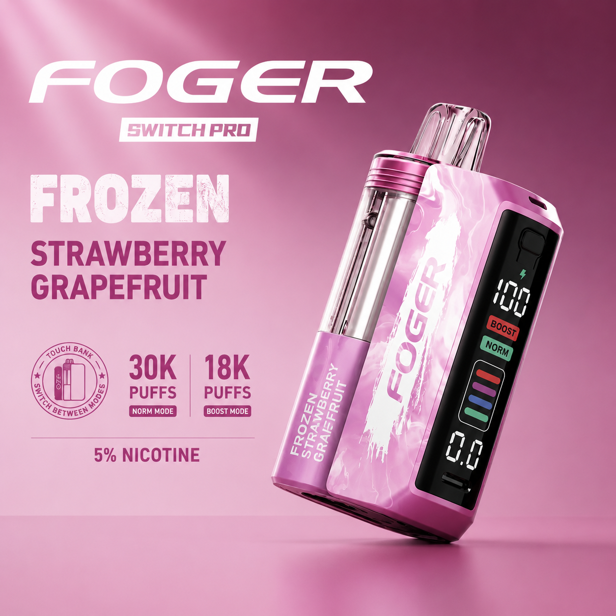 Frozen Strawberry Grapefruit - Foger Switch Pro 30K Kit Disposable Vape