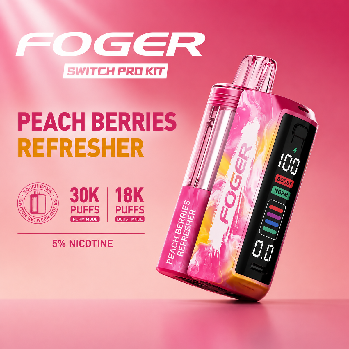 Peach Berries Refresher - Foger Switch Pro 30K Kit Disposable Vape