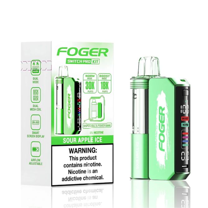 Sour Apple Ice Foger Switch Pro 30K Kit disposable vape packaging 