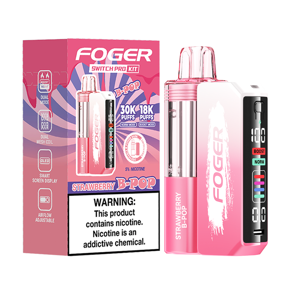 how much is elf bar vape Strawberry B-pop - Foger Switch Pro 30K Kit
