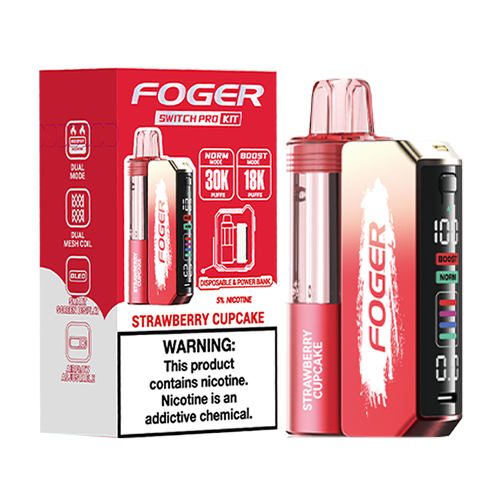 Strawberry Cupcake Foger Switch Pro 30K Kit disposable vape packaging