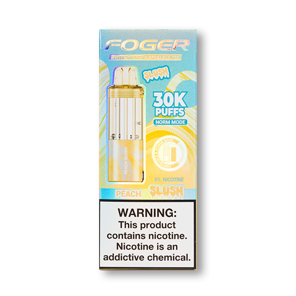 Peach Slush Foger Switch Pro 30K Pod disposable vape packaging