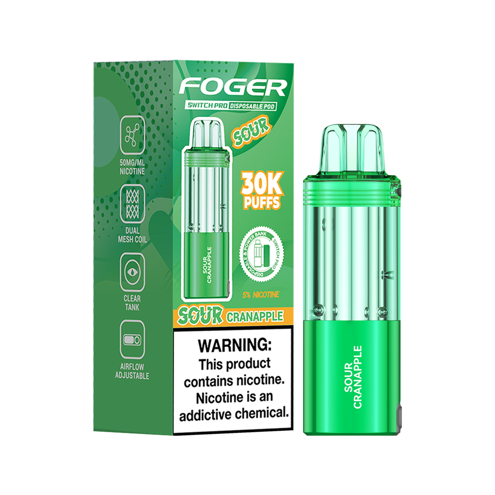 Sour Cranapple Foger Switch Pro 30K Pod disposable vape packaging