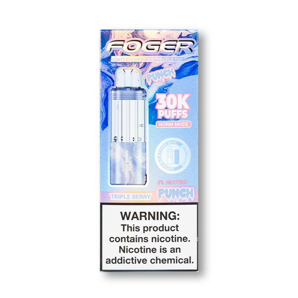 Triple Berry Punch Foger Switch Pro 30K Pod disposable vape packaging