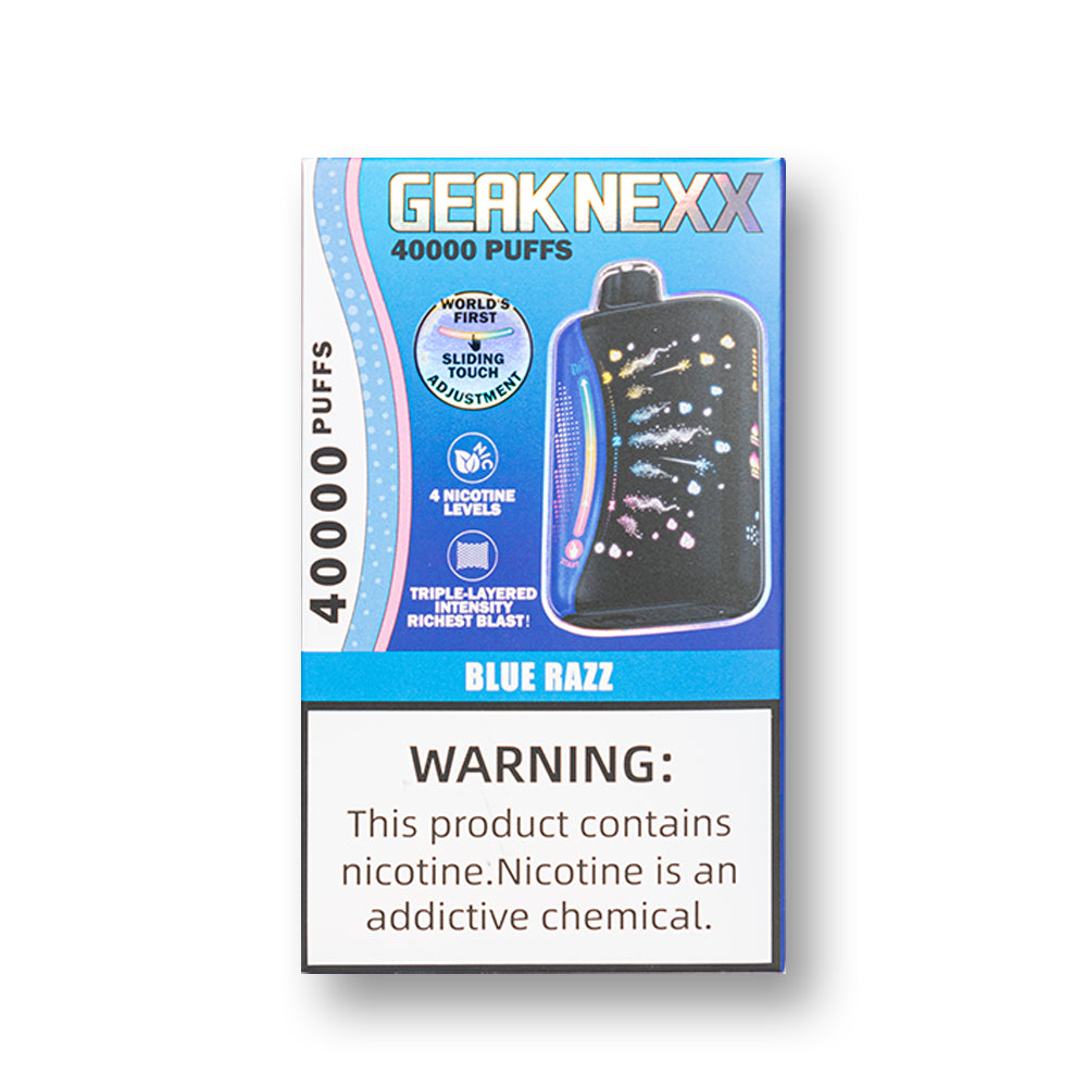 Blue Razz (Nic Adjust) Geak Nexx 40K disposable vape packaging
