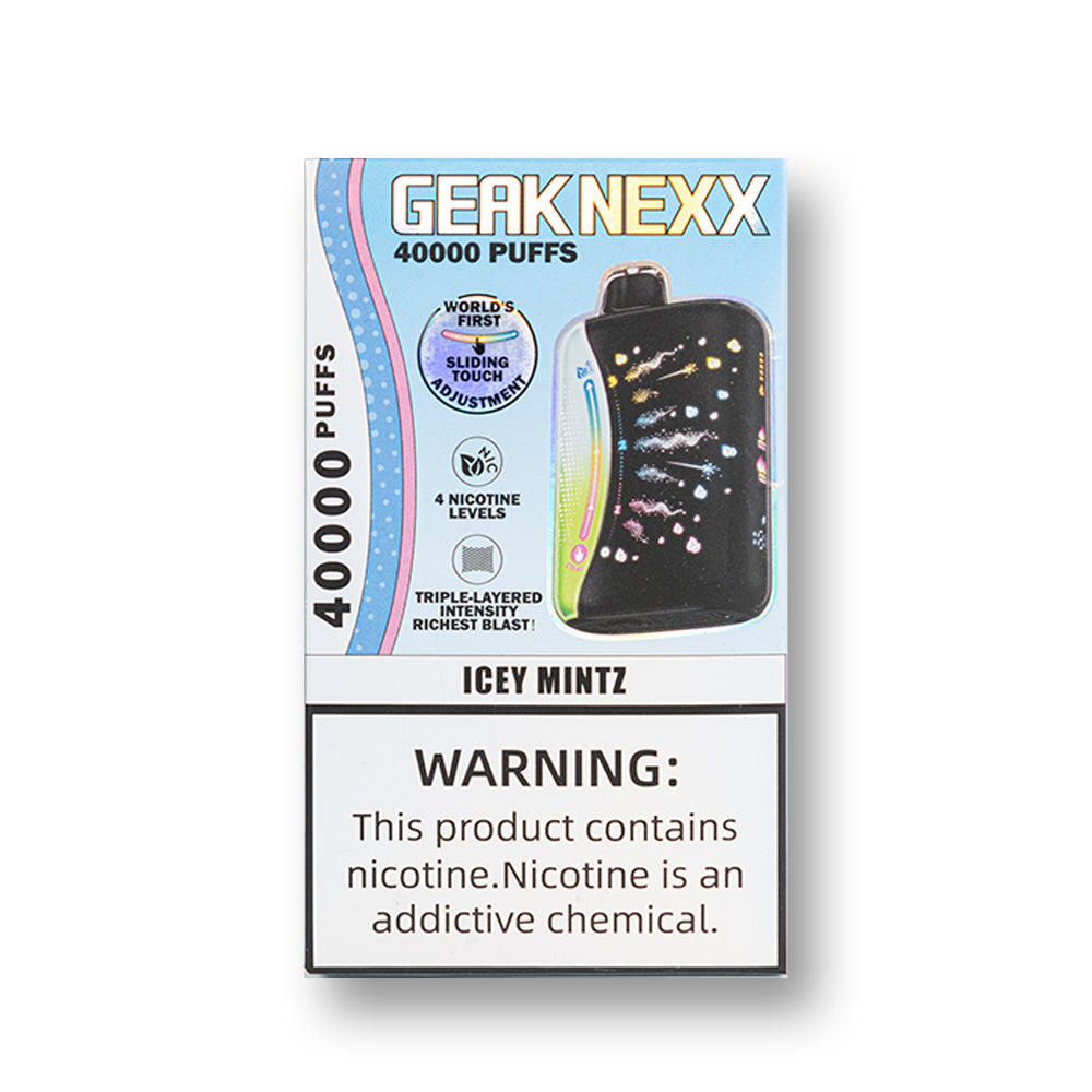 Icy Mintz (Nic Adjust) Geak Nexx 40K disposable vape packaging
