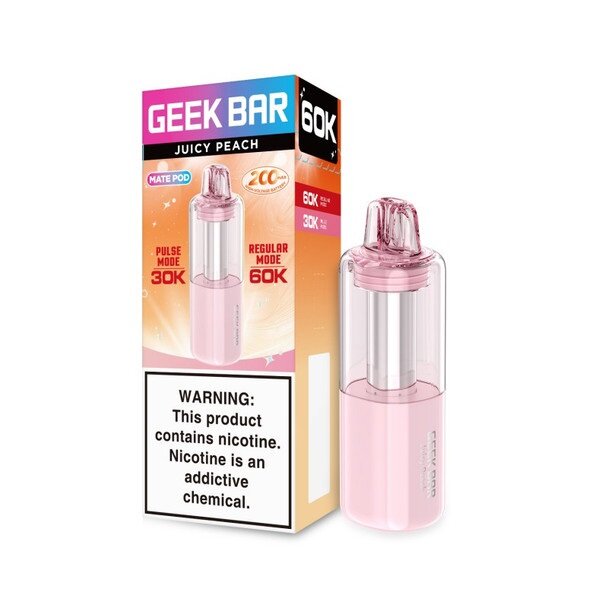 Juicy Peach Geek Bar Mate 60K Pod Disposable Vape Packaging