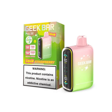 Sour Strawberry Geek Bar Pulse 15000 Disposable Vape Packaging 