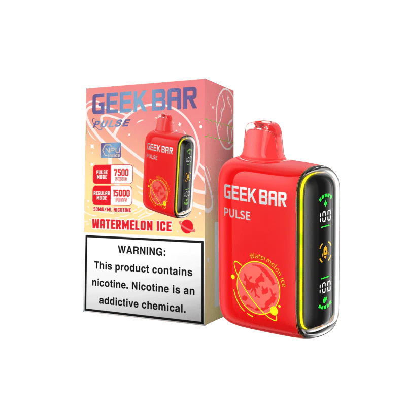 Watermelon Ice Geek Bar Pulse 15000 Disposable Vape packaging