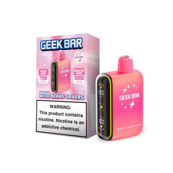 Wild Berry Savers Geek Bar Pulse 15000 Disposable Vape Packaging 