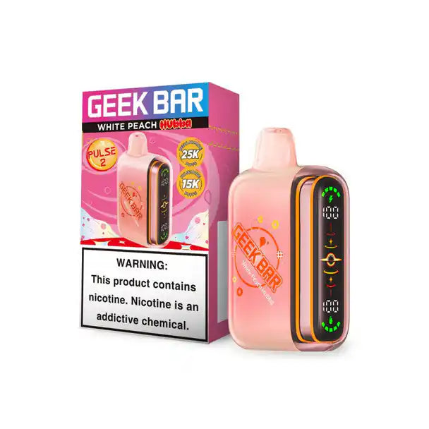White Peach Hubba Disposable Vape - Geek Bar Pulse 2 25K