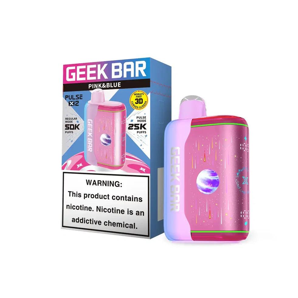 Pink & Blue – Geek Bar Pulse X 2 50K disposable vape packaging