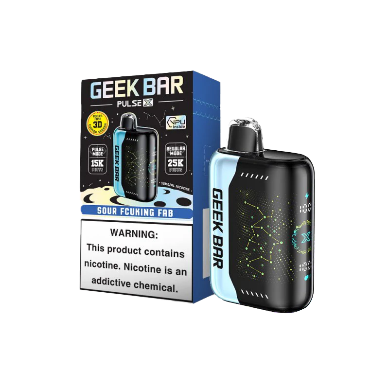 Sour Fcuking Fab Geek Bar Pulse X 25000 Disposable Vape packaging