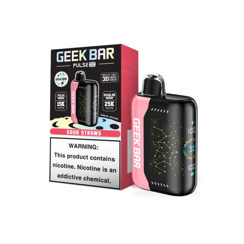 Sour Straws Geek Bar Pulse X 25000 Disposable Vape Packaging 