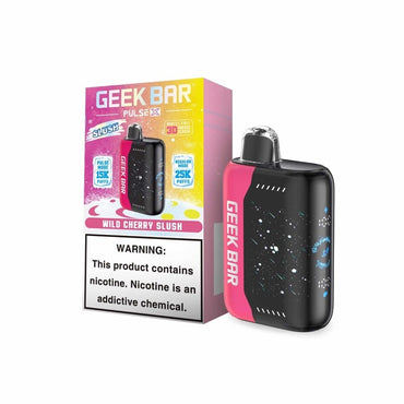 Wild Cherry Slush Geek Bar Pulse X 25000 Disposable Vape Packaging 