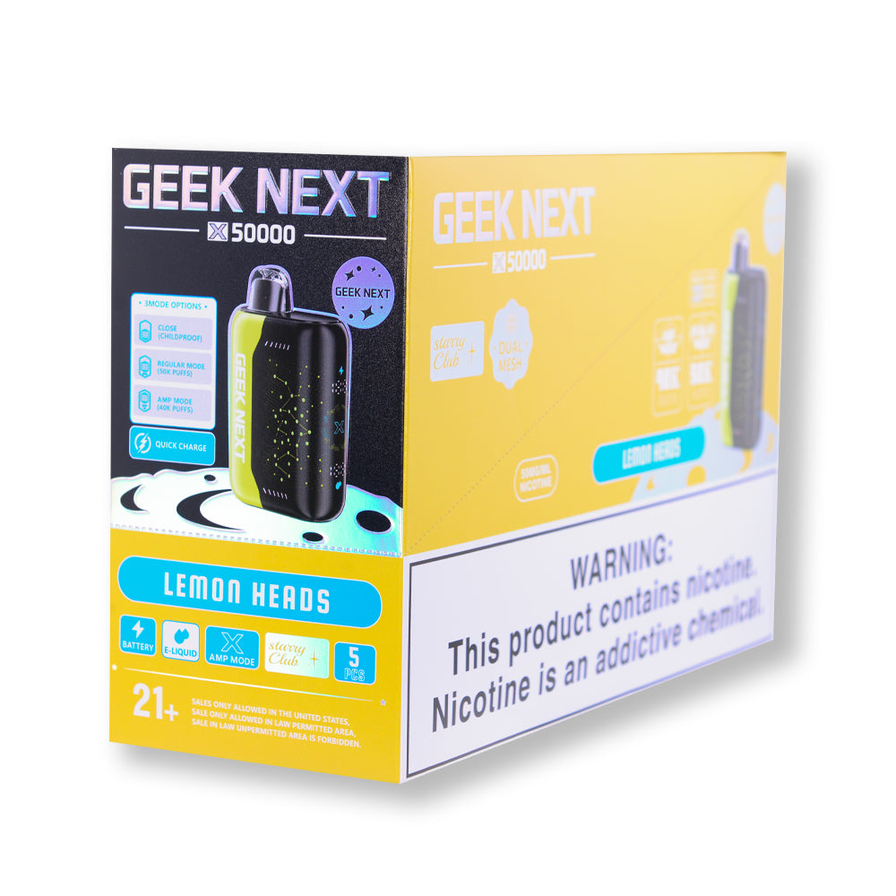 Lemon Heads Geek Next X 50000 disposable vape packaging