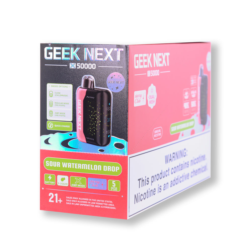 Sour Watermelon drop Geek Next X 50000 disposable vape packaging