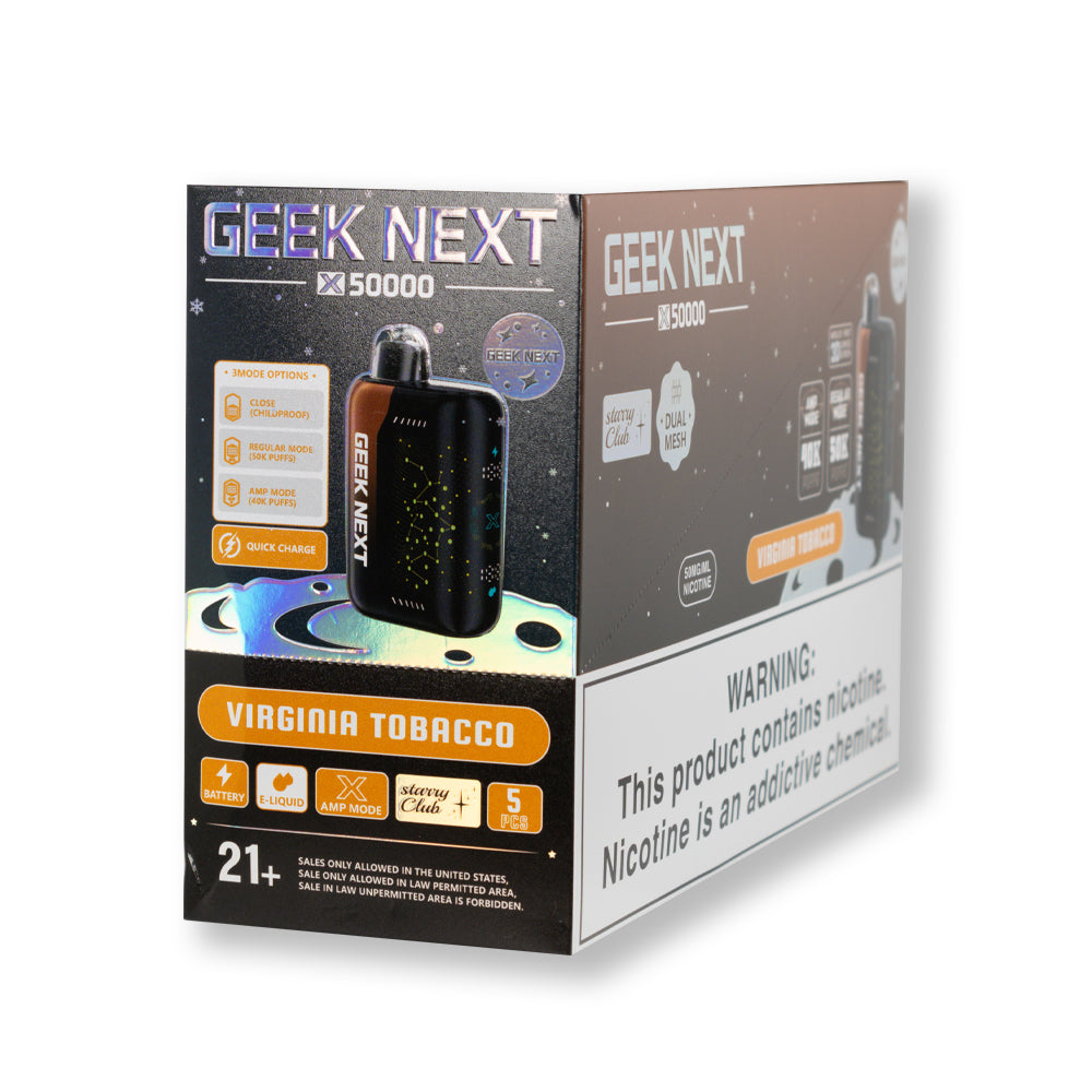 Virginia Tobacco Geek Next X 50000 disposable vape packaging