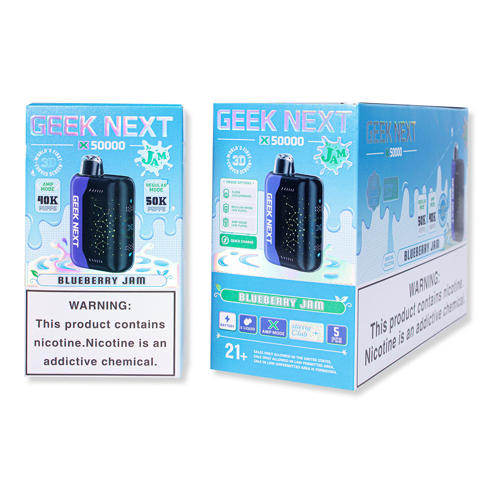 Blueberry Jam Geek Next X 50000 Disposable Vape Packaging