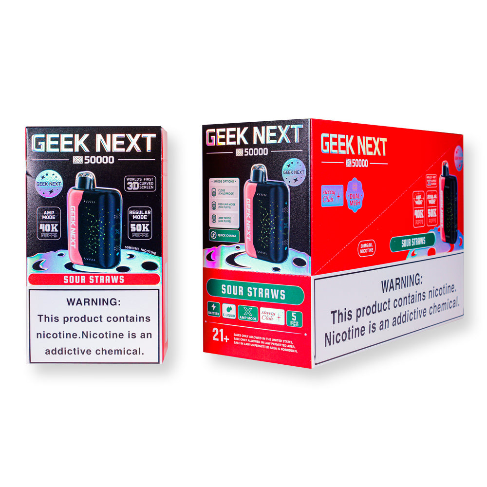 Sour Straws Geek Next X 50000 disposable vape packaging