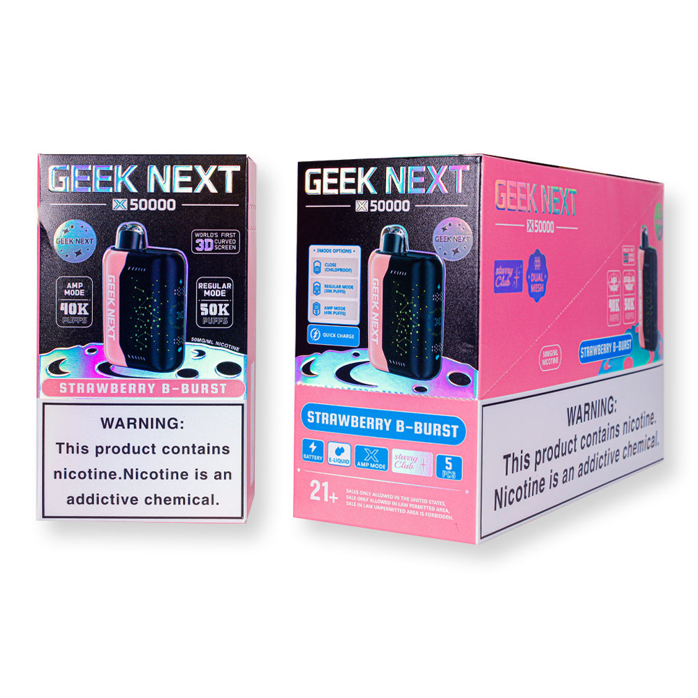 Strawberry B-Burst Geek Next X 50000 disposable vape packaging