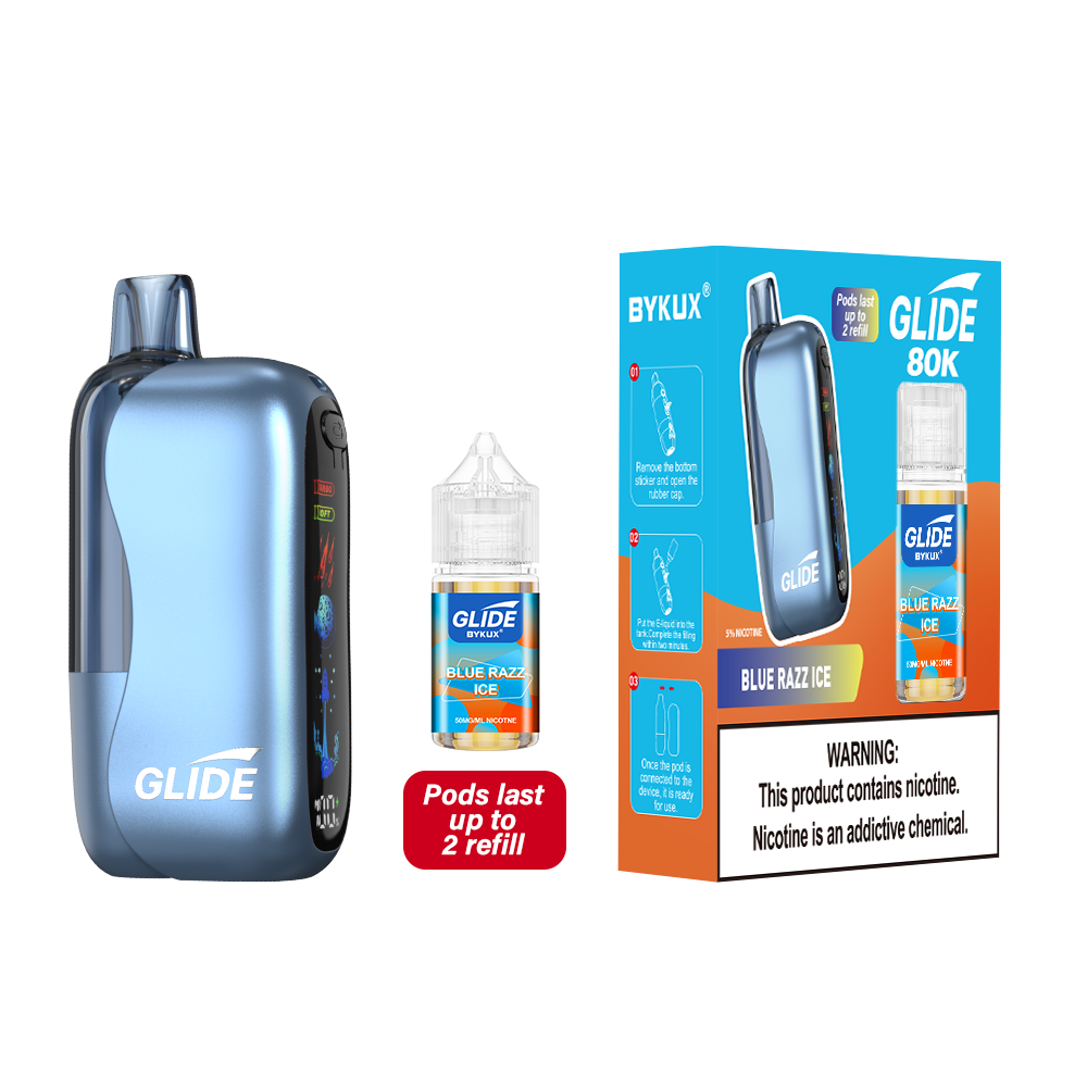 Blue Razz Ice Glide 80K Kit disposable vape packaging 