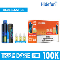 Blue Razz Ice Hidefun Triple Dose 100K Kit Disposable Vape Packaging