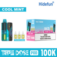 Cool Mint Hidefun Triple Dose 100K Kit disposable vape packaging