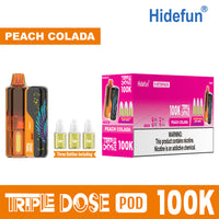 Peach Colada Hidefun Triple Dose 100K Kit disposable vape packaging