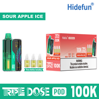 Sour Apple Ice Hidefun Triple Dose 100K Kit disposable vape packaging