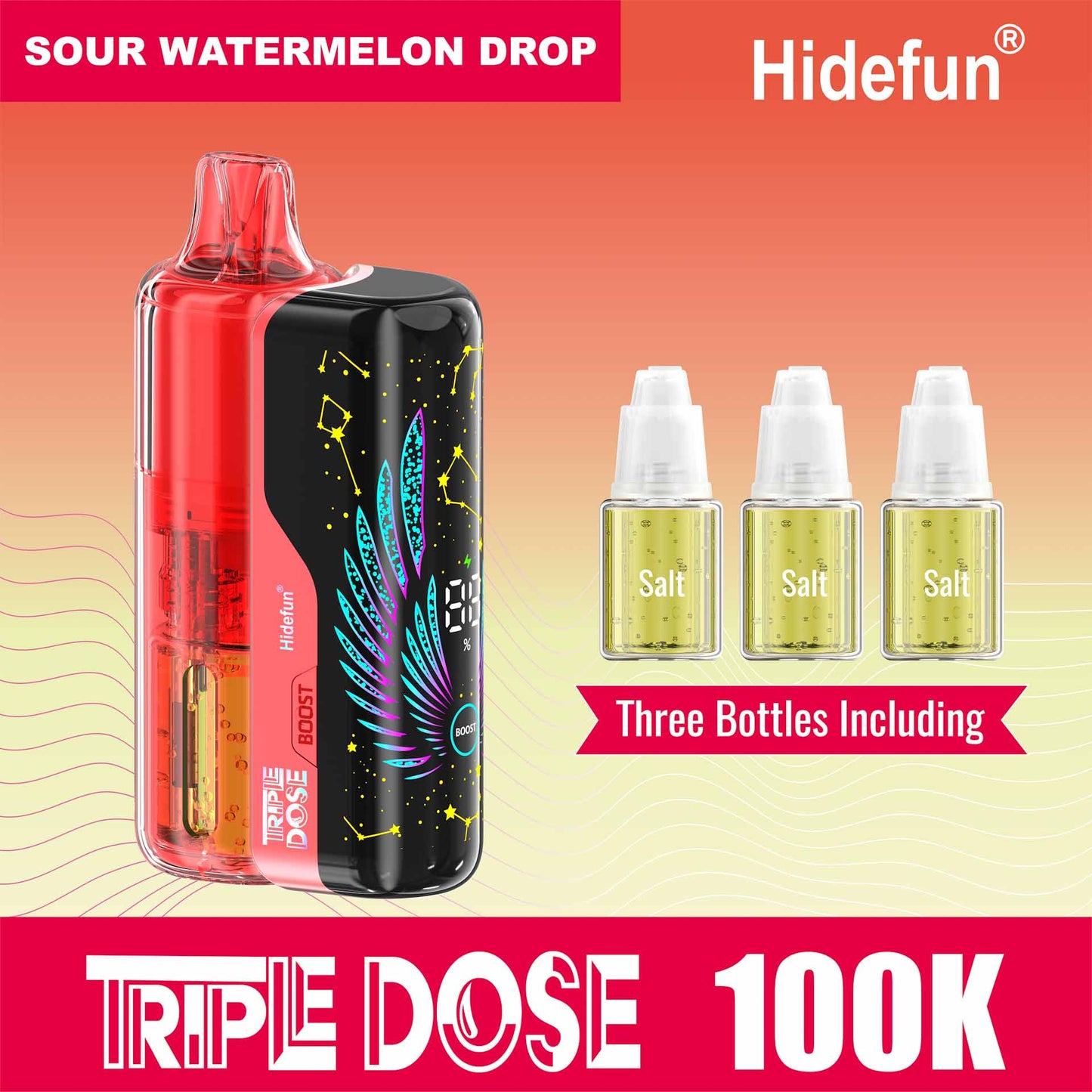 Sour Watermelon Drop Hidefun Triple Dose 100K Kit disposable vape
