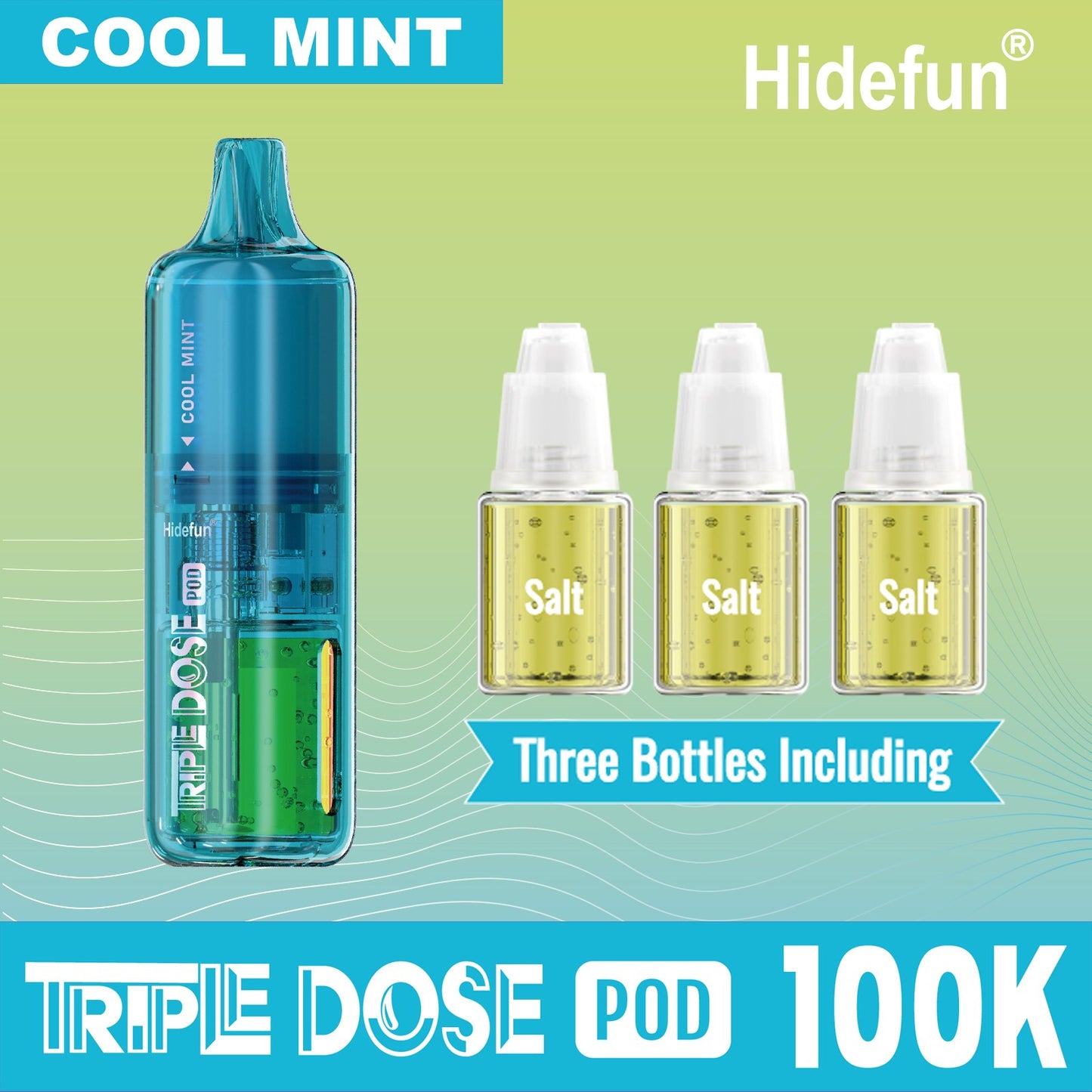 Cool Mint Hidefun Triple Dose 100K Pod Disposable Vape
