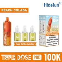 Peach Colada Hidefun Triple Dose 100K Pod  disposable vape packaging