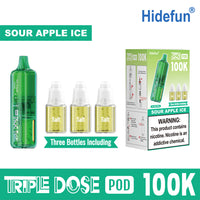 Sour Apple Ice Hidefun Triple Dose 100K Pod disposable vape packaging