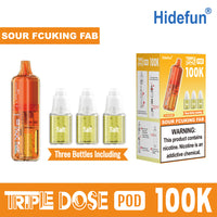 Sour Fcuking Fab Hidefun Triple Dose 100K Pod disposable vape packaging