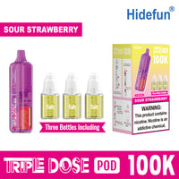 Sour Strawberry Hidefun Triple Dose 100K Pod disposable vape packaging