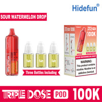 Sour Watermelon Drop Hidefun Triple Dose 100K Pod disposable vape packaging