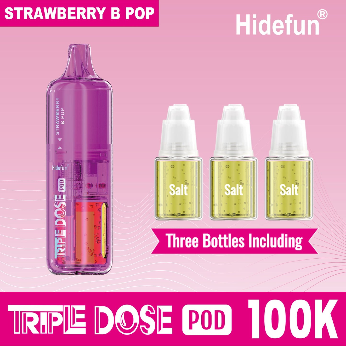 Strawberry B-Pop Hidefun Triple Dose 100K Pod Disposable Vape