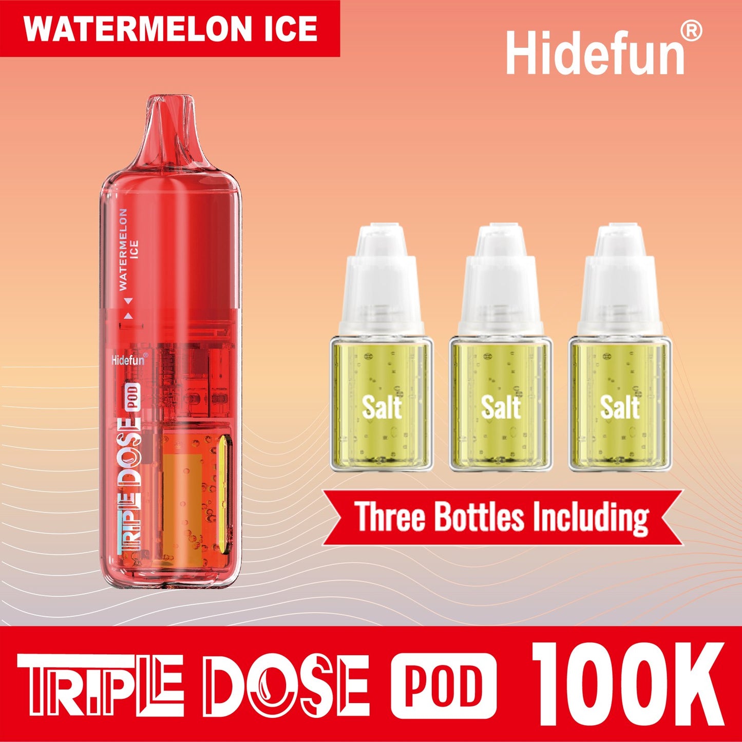 Watermelon Ice Hidefun Triple Dose 100K Pod Disposable Vape