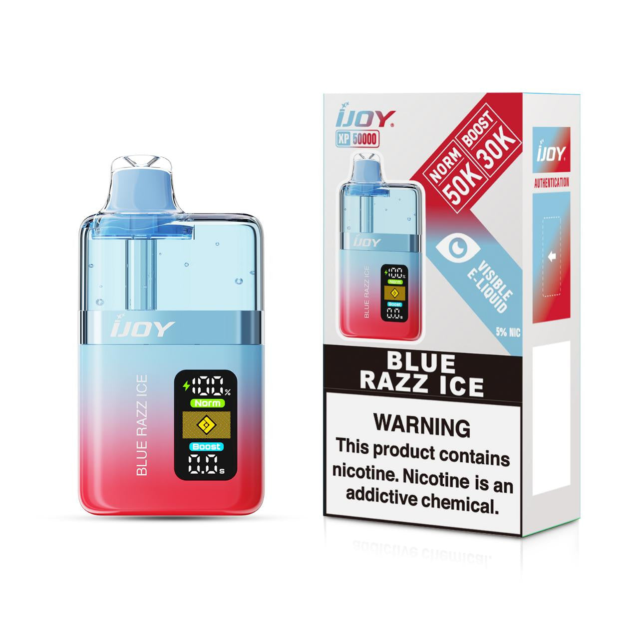 Blue Razz Ice IJoy XP50000 disposable vape packaging 
