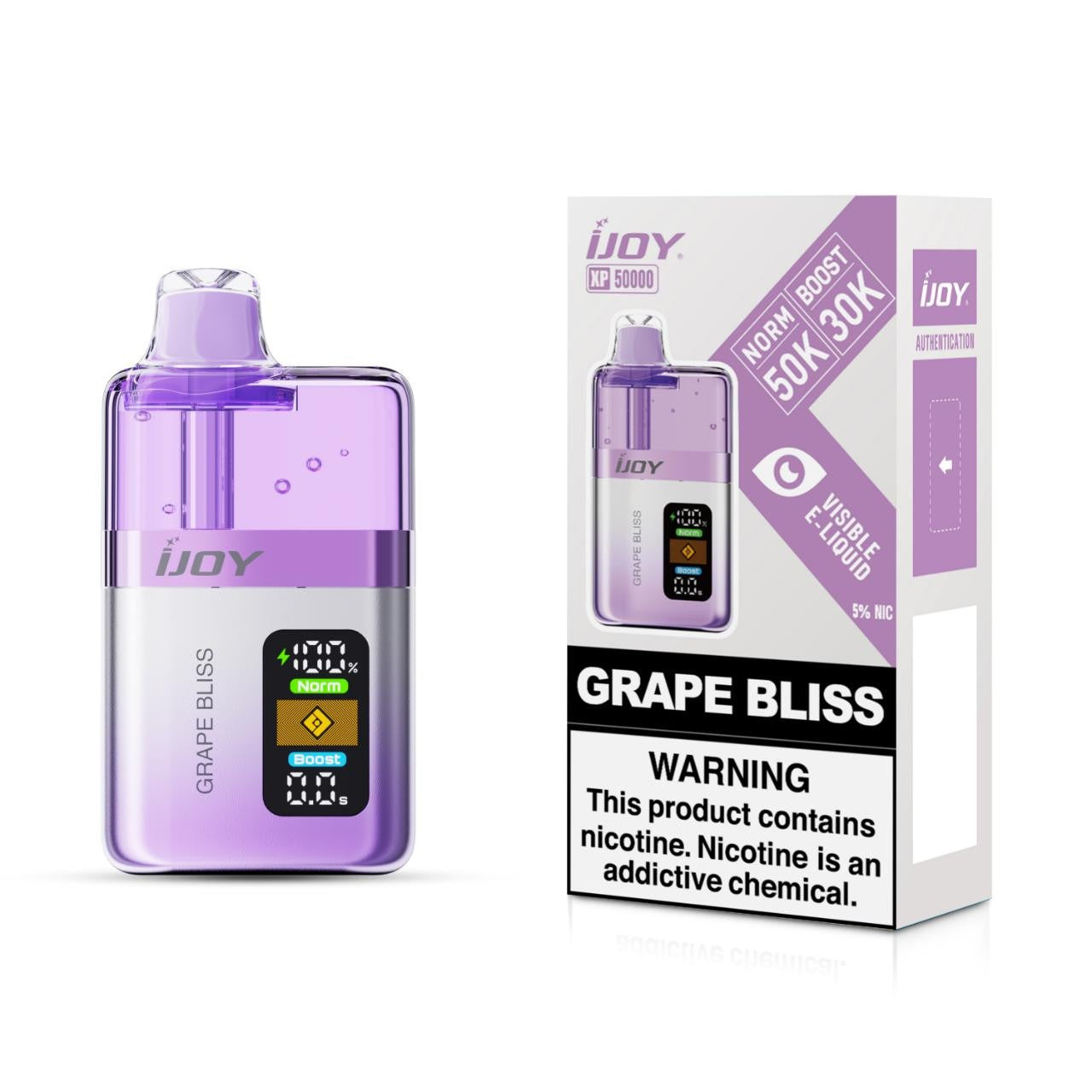Grape Bliss  IJoy XP50000 disposable vape packaging 