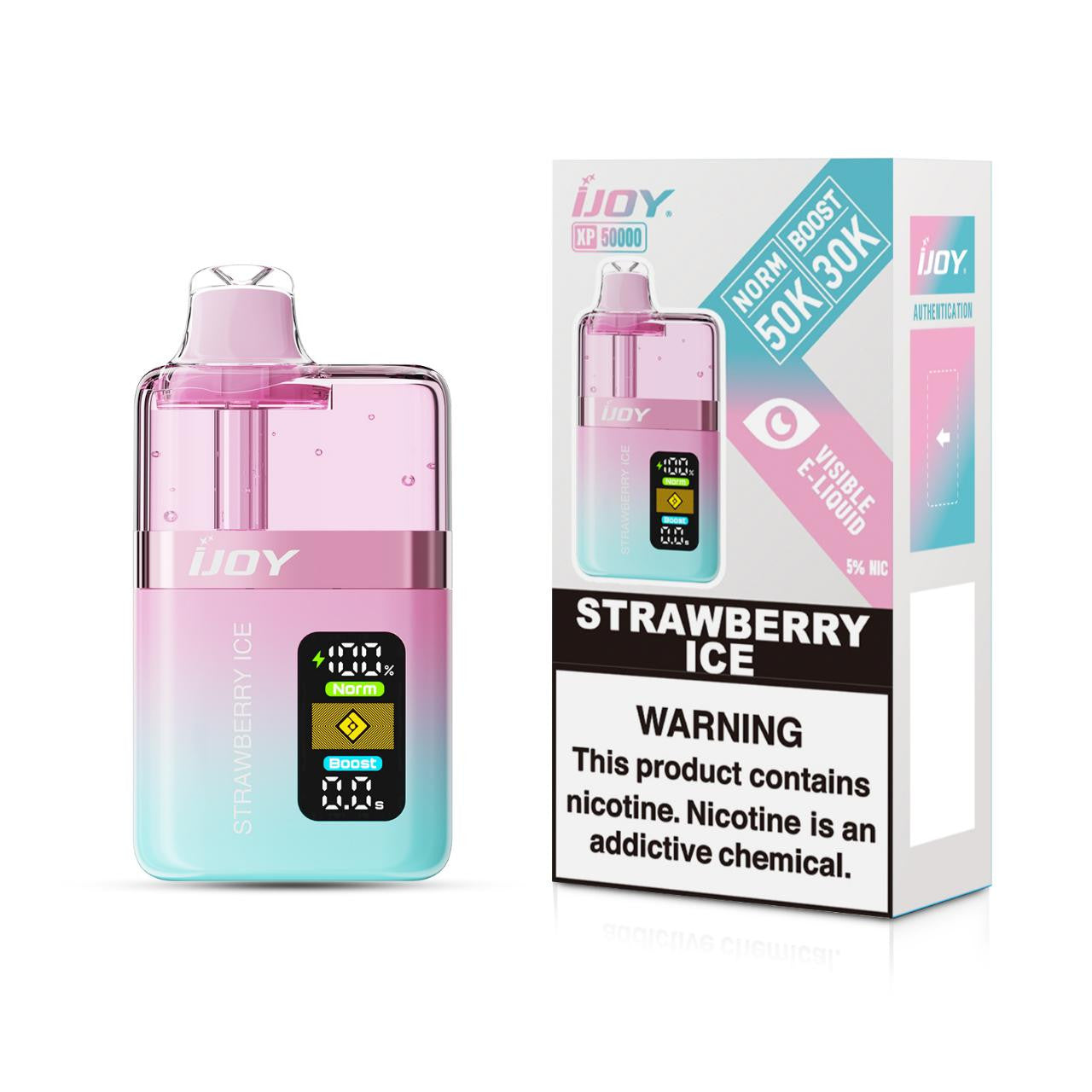 Strawberry Ice IJoy XP50000 disposable vape packaging 
